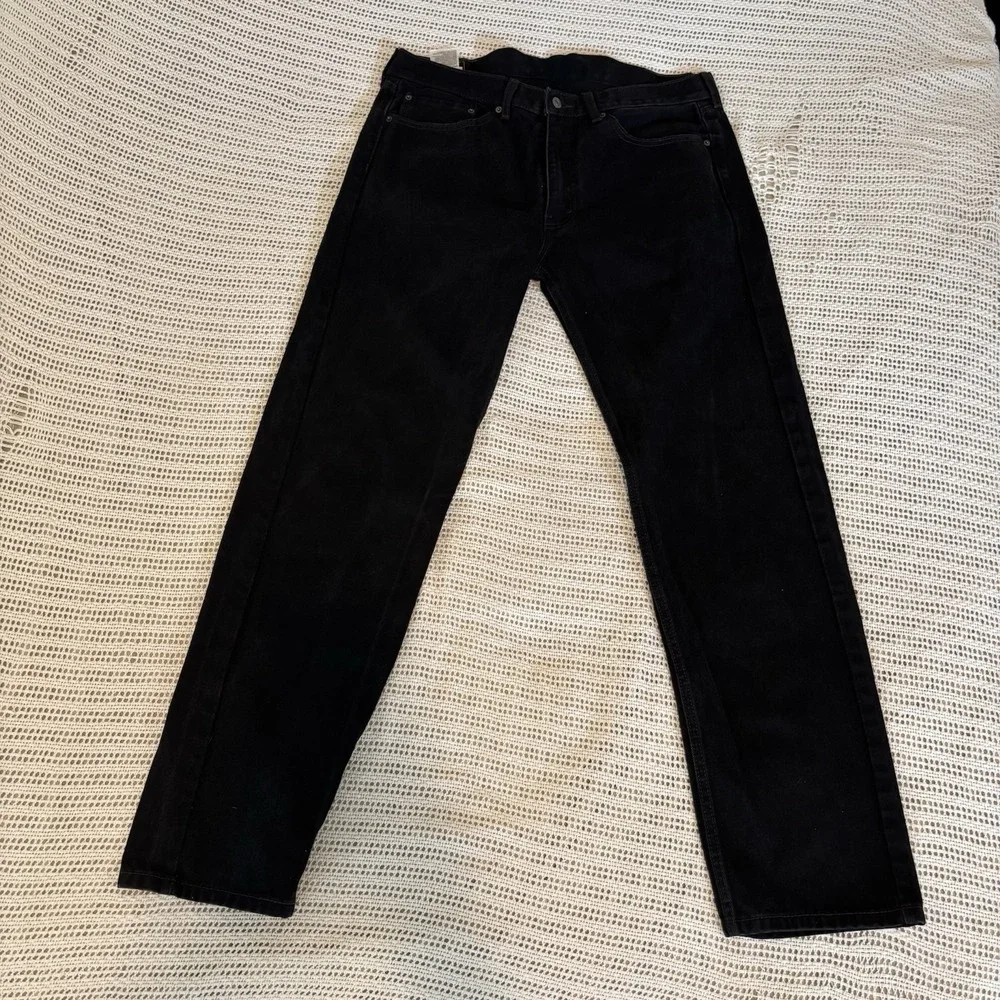 Levi's 505 Jeans Men's 36x34 Black Denim Relaxed Fit Straight Leg Y2K Vintage